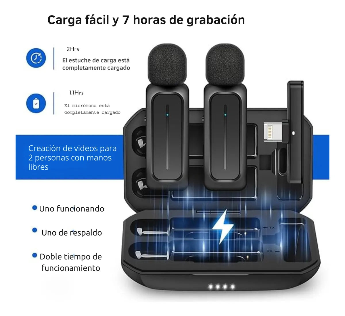 Micrófono Doble ChargeBox Doble Entrada