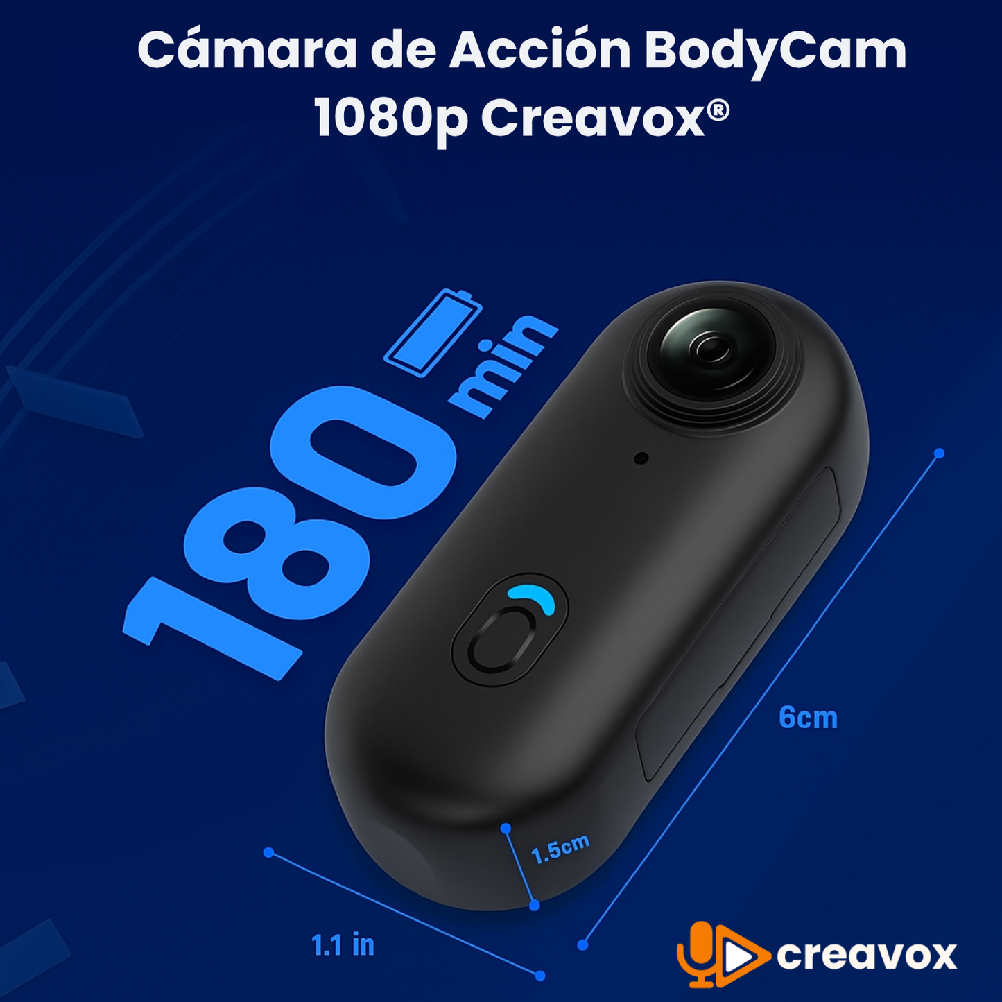 Cámara POV BodyCam Full HD con Accesorios Creavox®